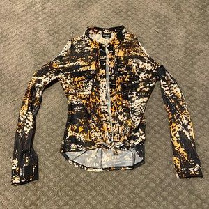 Bebe long sleeve mesh cold shoulder top